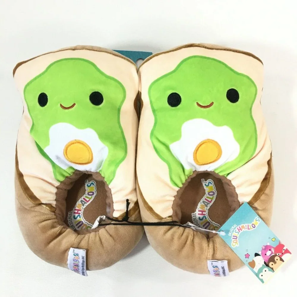 Squishmallows Girls Slippers Avocado Toast Size 2-3 Green